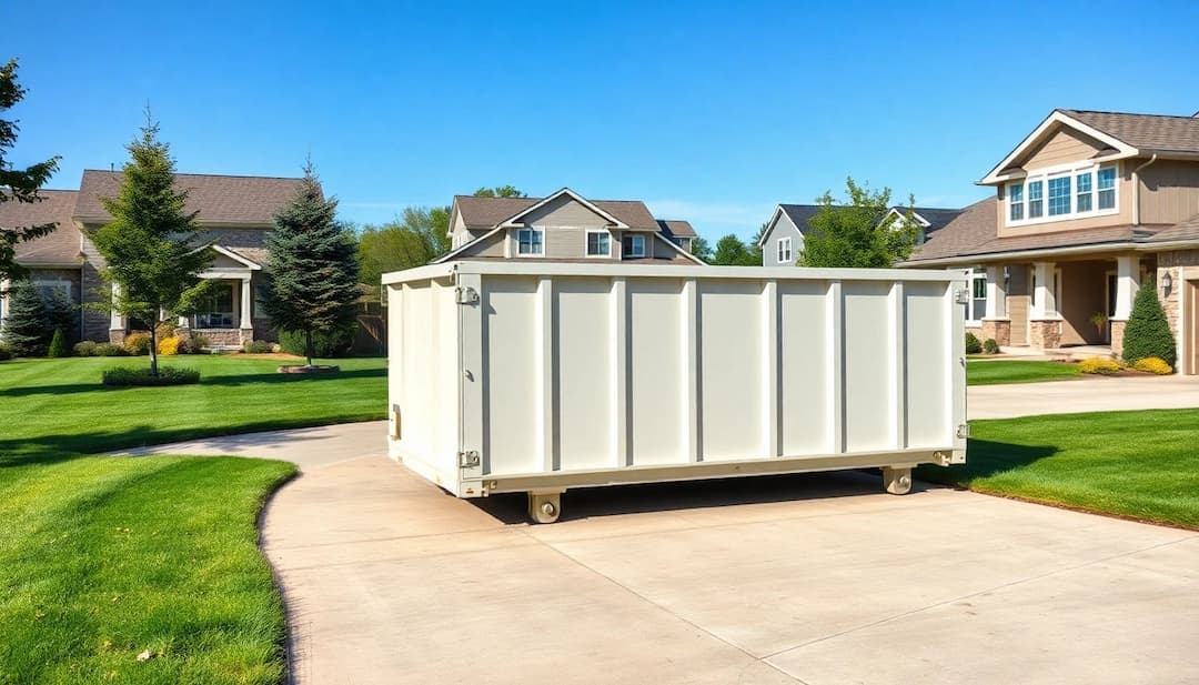 Roll-off dumpster beside a house under renovation