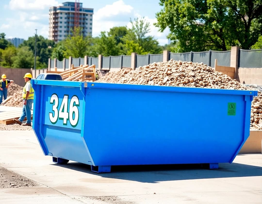 Roll-off container staged at a job site